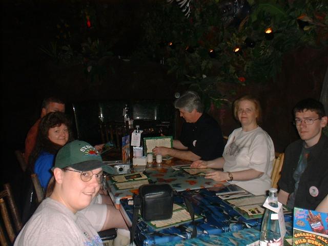 MGM Rain Forest Cafe. Catrice, Micro Mary, Hubby Ed, Marty, WrydLady, Idiot Boy.